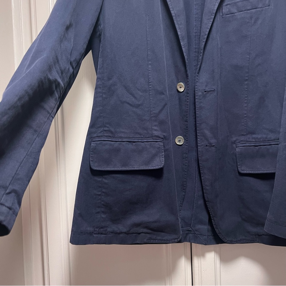 A.P.C. Canvas Navy Cotton Blazer Coat Pearl-like Two Buttons Classic Size Medium - Picture 3 of 10